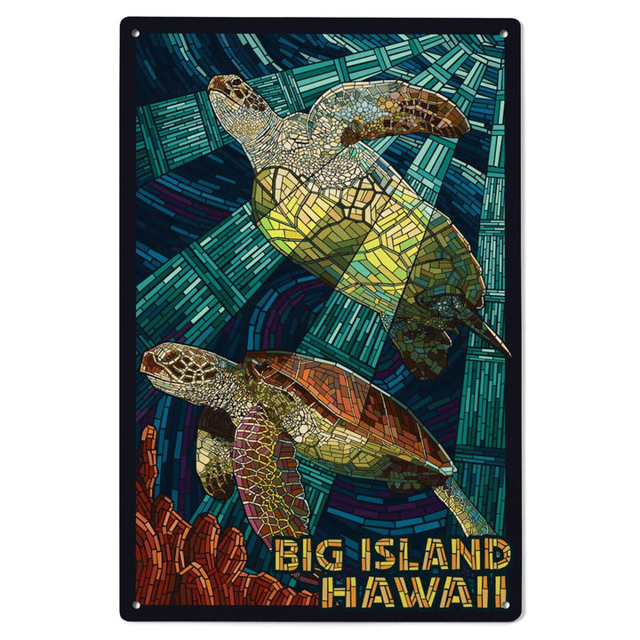 Big Island, Hawaii, Sea Turtle, Mosaic, Lantern Press Artwork, Wood Signs and Postcards Wood Lantern Press 