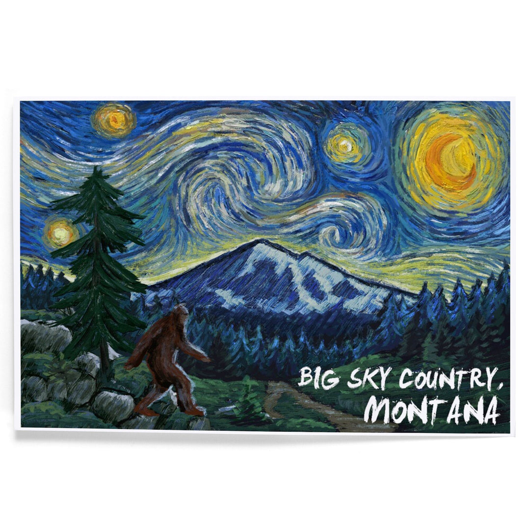 Big Sky Country, Montana, Bigfoot, Starry Night, Art & Giclee Prints Art Lantern Press 