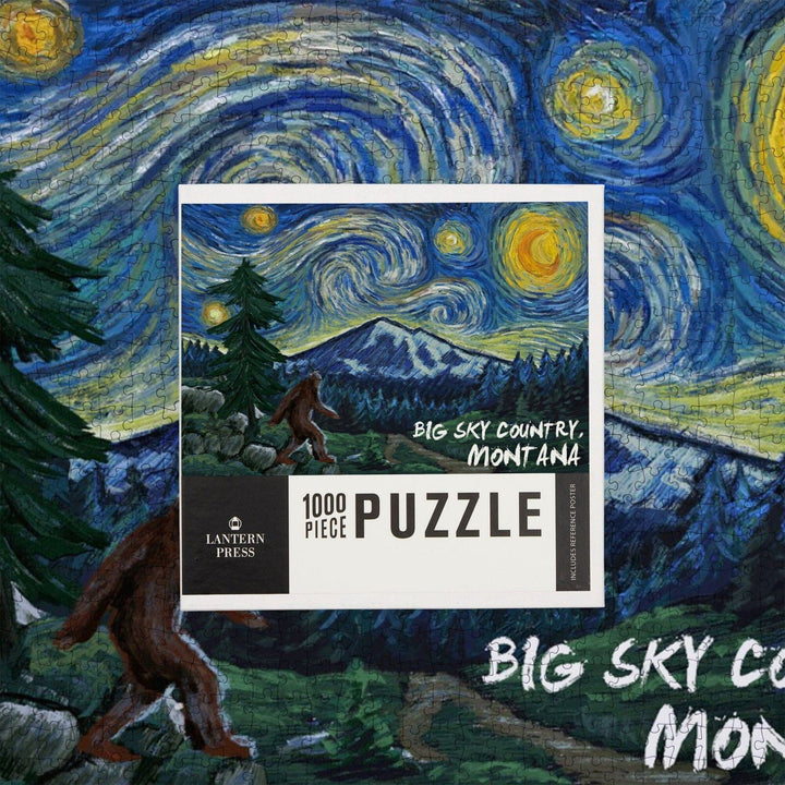 Big Sky Country, Montana, Bigfoot, Starry Night, Jigsaw Puzzle Puzzle Lantern Press 