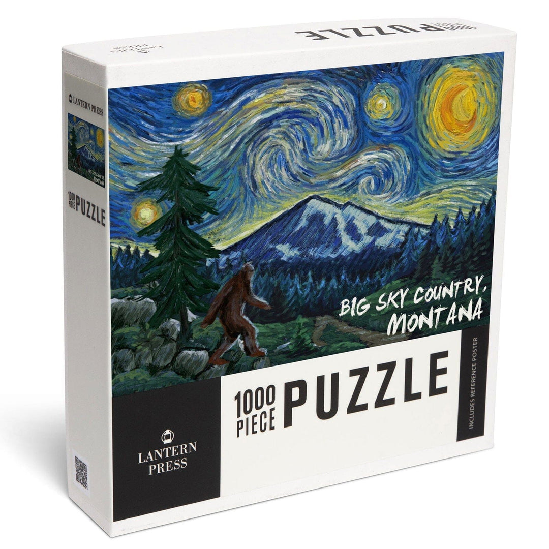 Big Sky Country, Montana, Bigfoot, Starry Night, Jigsaw Puzzle Puzzle Lantern Press 