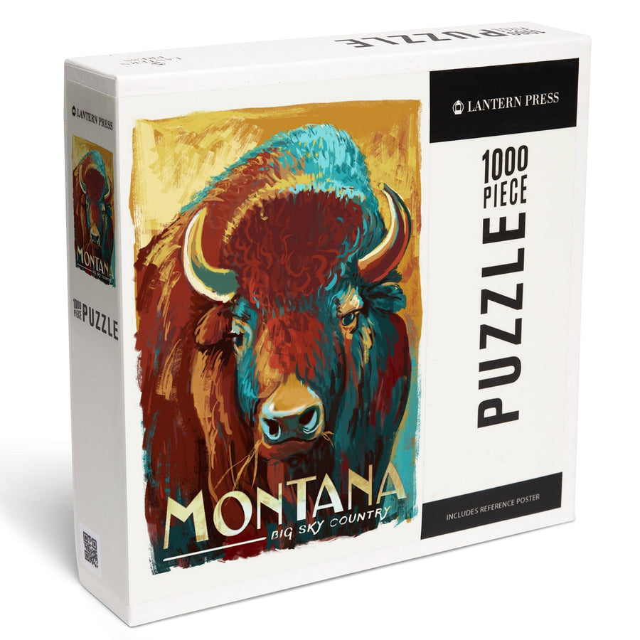 Big Sky Country, Montana, Bison, Vivid, Jigsaw Puzzle Puzzle Lantern Press 