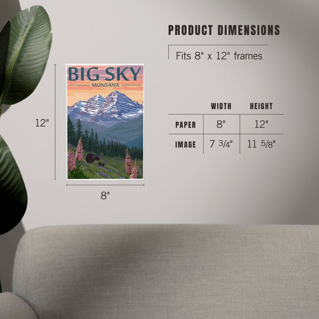 Big Sky, Montana, Bear and Spring Flowers, Art & Giclee Prints Art Lantern Press 