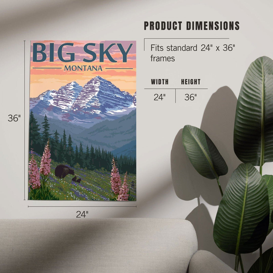 Big Sky, Montana, Bear and Spring Flowers, Art & Giclee Prints Art Lantern Press 