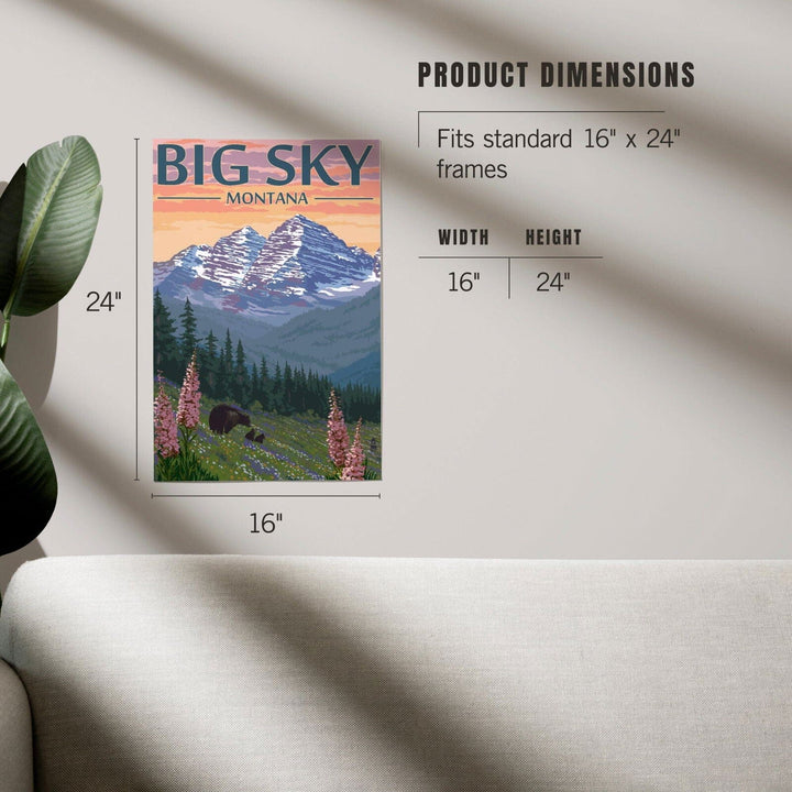 Big Sky, Montana, Bear and Spring Flowers, Art & Giclee Prints Art Lantern Press 