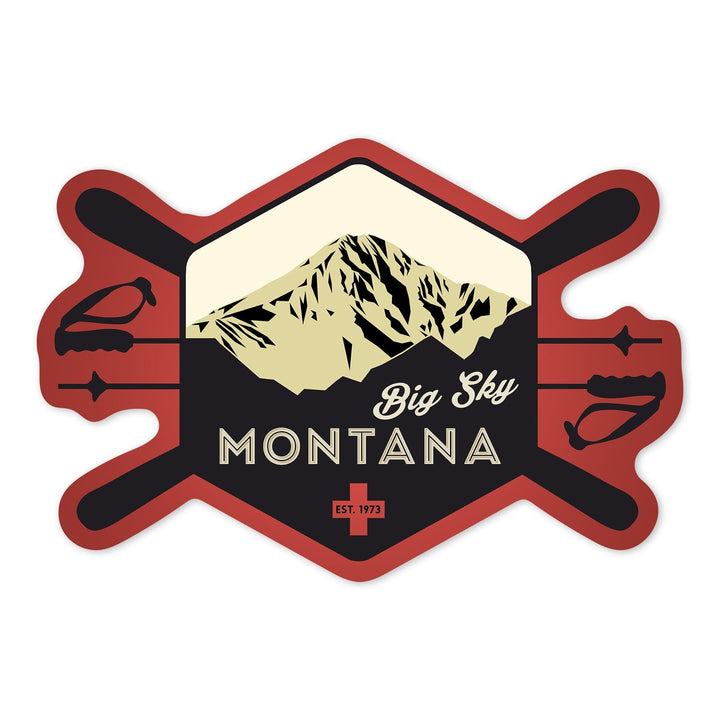 Big Sky, Montana, Est. 1973, Ski Patrol, Contour, Vinyl Sticker - Lantern Press