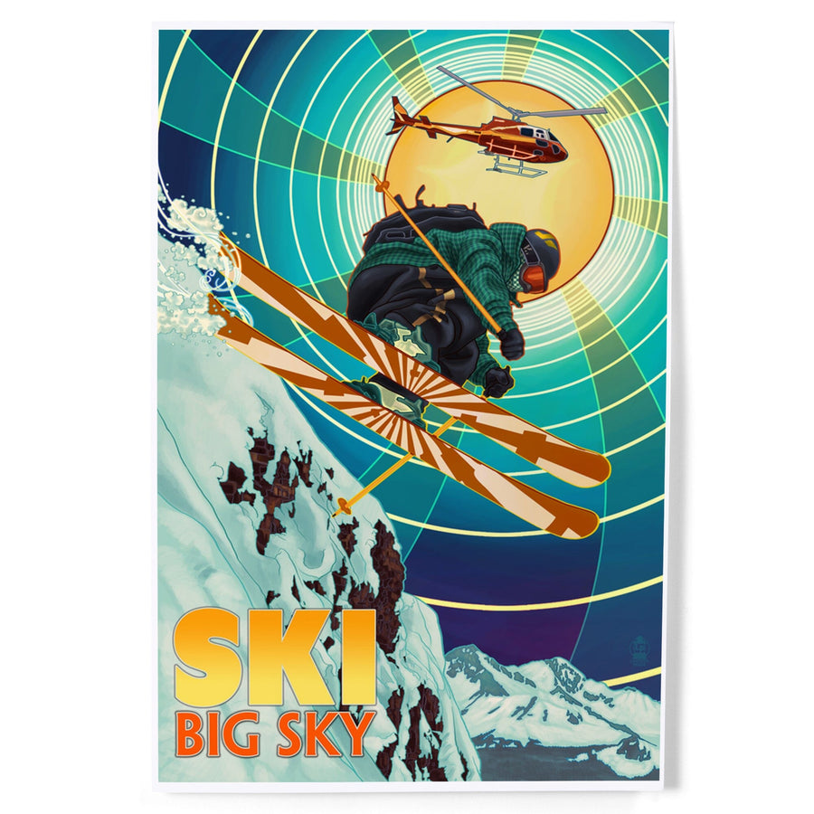 Big Sky, Montana, Heli-Skiing, Art & Giclee Prints Art Lantern Press 