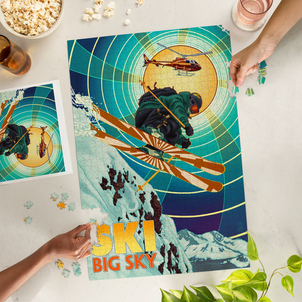 Big Sky, Montana, Heli-Skiing, Jigsaw Puzzle Puzzle Lantern Press 