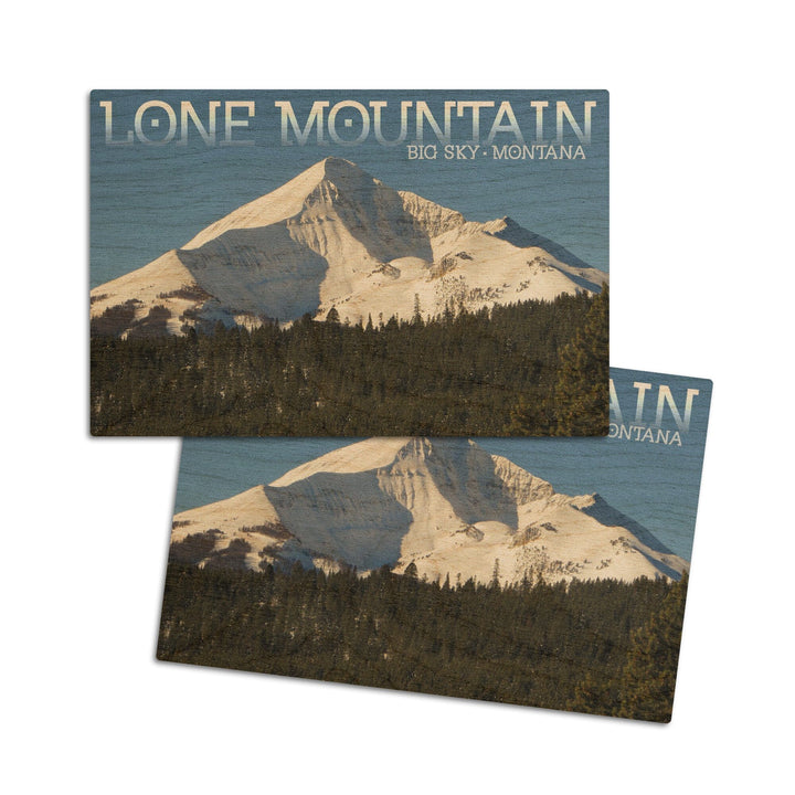 Big Sky, Montana, Lone Mountain, Lantern Press Photography, Wood Signs and Postcards Wood Lantern Press 4x6 Wood Postcard Set 