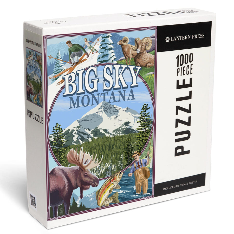 Big Sky, Montana, Montage Scenes, Jigsaw Puzzle Puzzle Lantern Press 