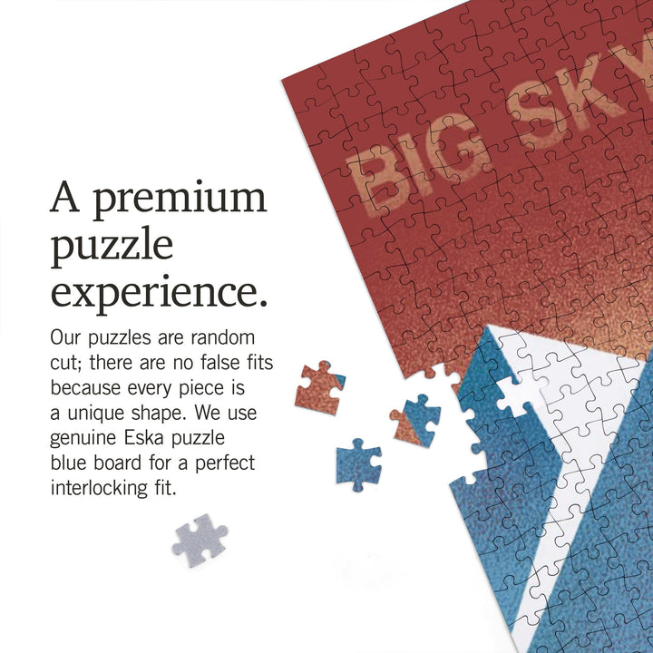 Big Sky, Montana, Skier In the Mountains, Litho, Jigsaw Puzzle Puzzle Lantern Press 