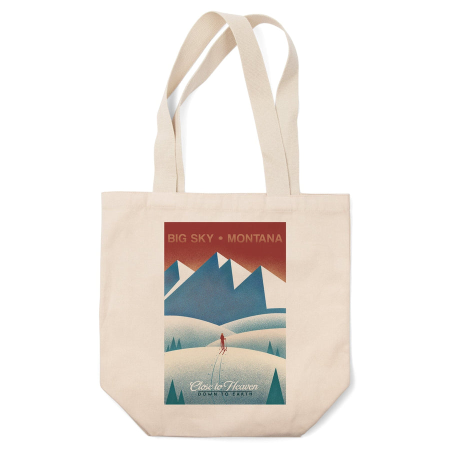 Big Sky, Montana, Skier In the Mountains, Litho, Lantern Press Artwork, Tote Bag Totes Lantern Press 