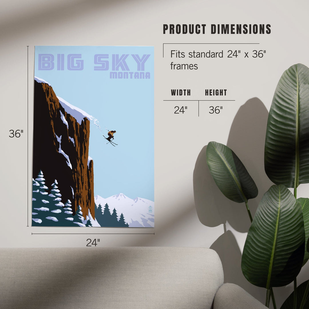 Big Sky, Montana, Skier Jumping, Art & Giclee Prints Art Lantern Press 