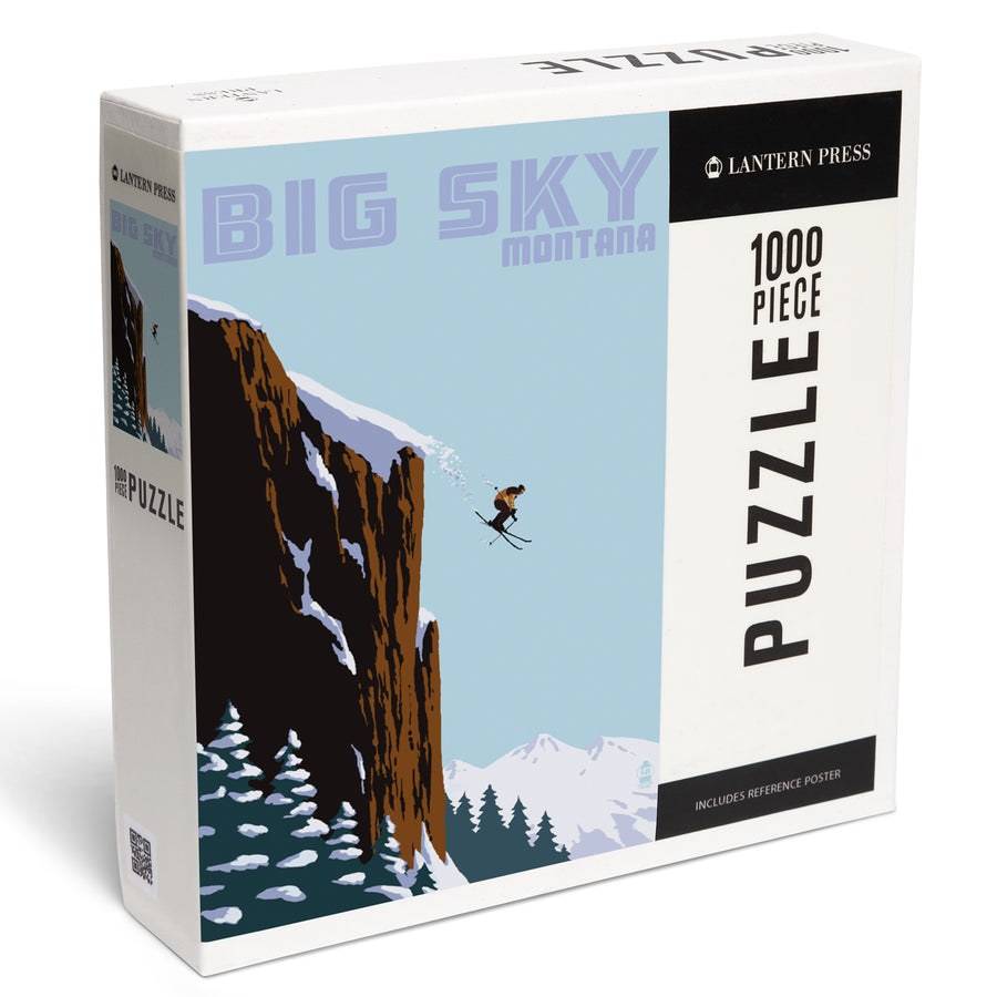 Big Sky, Montana, Skier Jumping, Jigsaw Puzzle Puzzle Lantern Press 