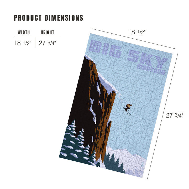 Big Sky, Montana, Skier Jumping, Jigsaw Puzzle Puzzle Lantern Press 