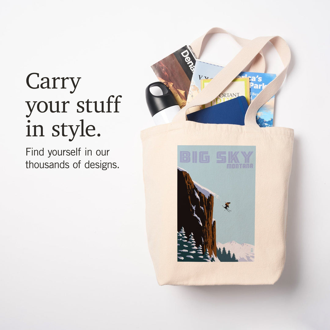 Big Sky, Montana, Skier Jumping, Tote Bag Totes Lantern Press 