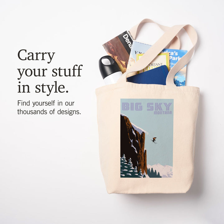 Big Sky, Montana, Skier Jumping, Tote Bag Totes Lantern Press 