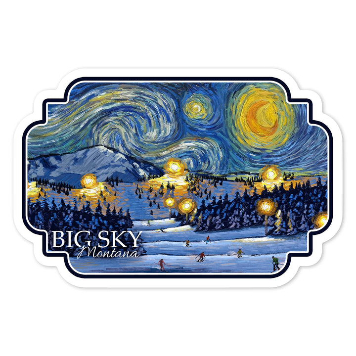 Big Sky, Montana, Starry Night, Contour, Vinyl Sticker - Lantern Press