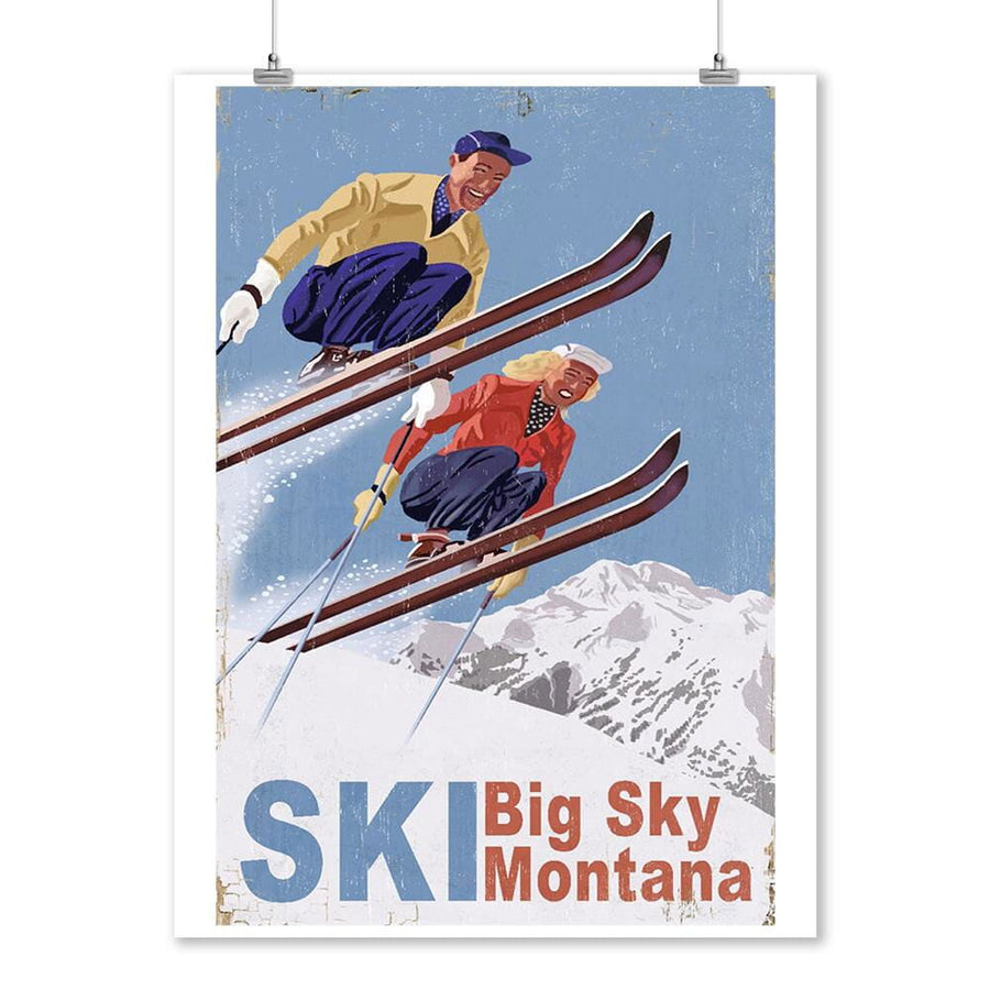 Big Sky Montana, Vintage Skiers, Art & Giclee Prints Art Lantern Press 