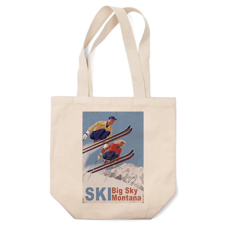 Big Sky Montana, Vintage Skiers, Tote Bag Totes Lantern Press 