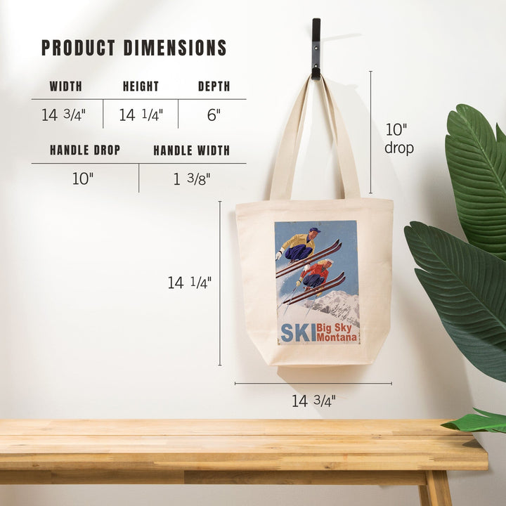 Big Sky Montana, Vintage Skiers, Tote Bag Totes Lantern Press 