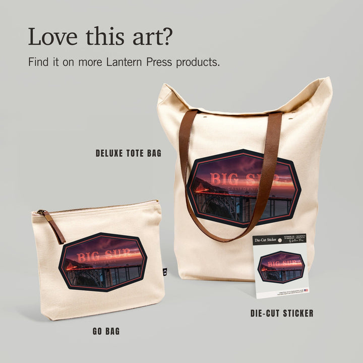 Big Sur, California, Bixby Bridge and Sunset with ND, Contour, Vinyl Sticker - Lantern Press