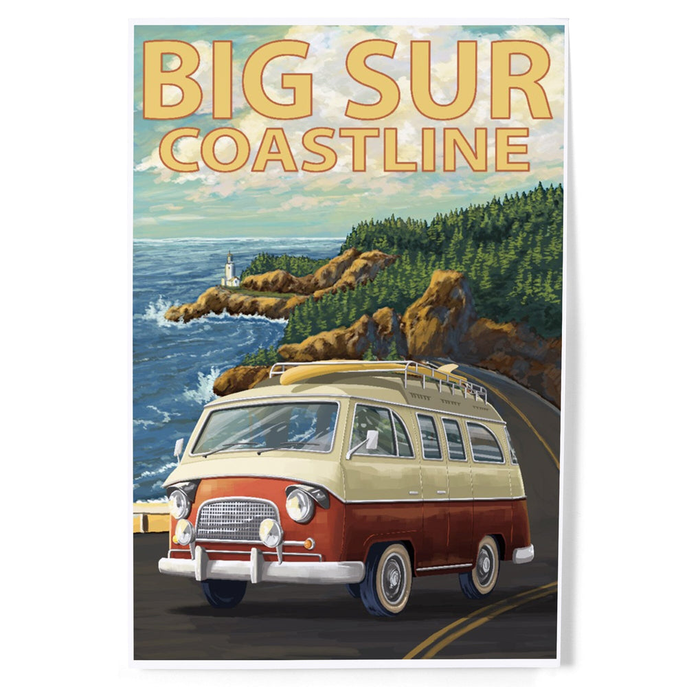 Big Sur, California, Camper Van, Art & Giclee Prints Art Lantern Press 8 x 12 Art Print 