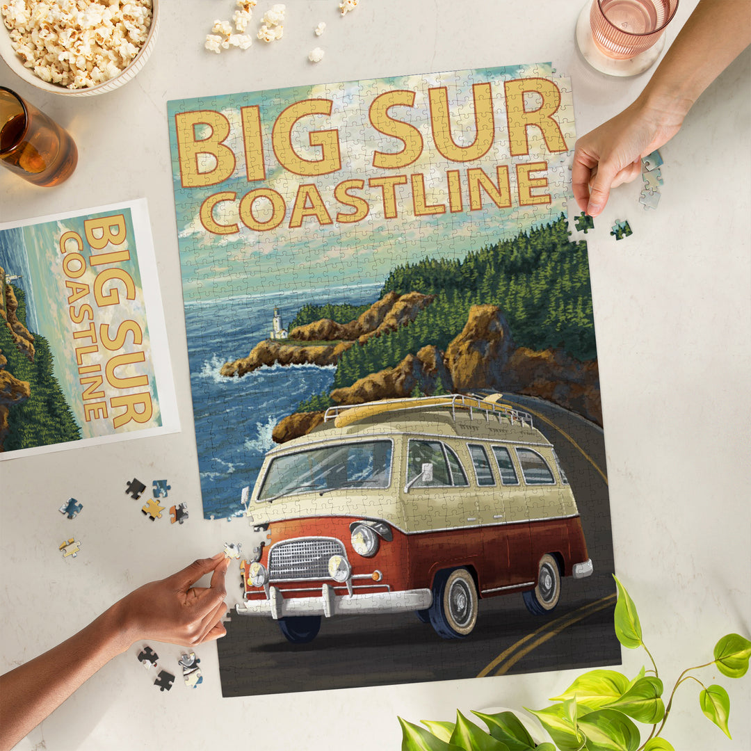 Big Sur, California, Camper Van, Jigsaw Puzzle Puzzle Lantern Press 