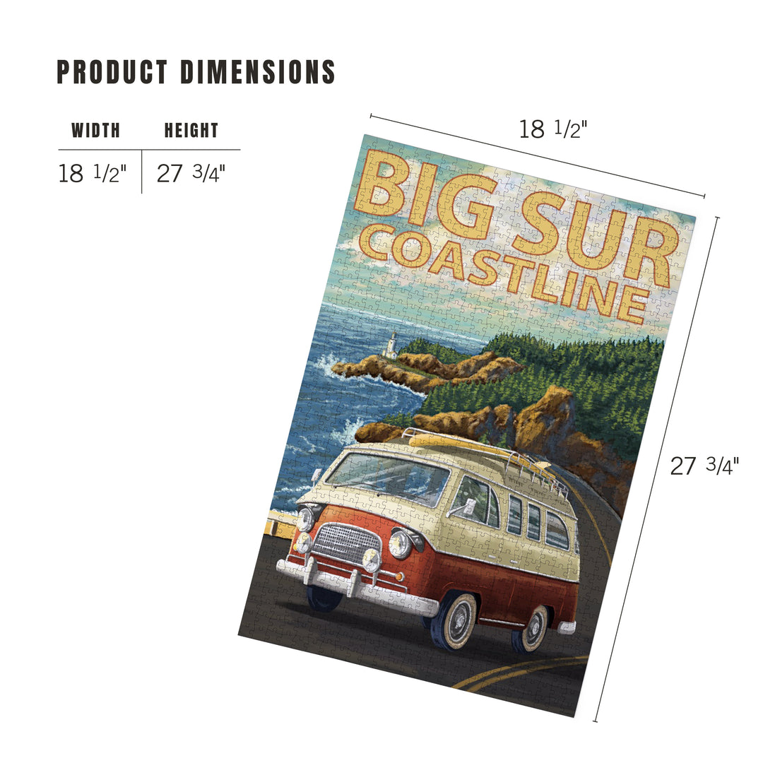 Big Sur, California, Camper Van, Jigsaw Puzzle Puzzle Lantern Press 