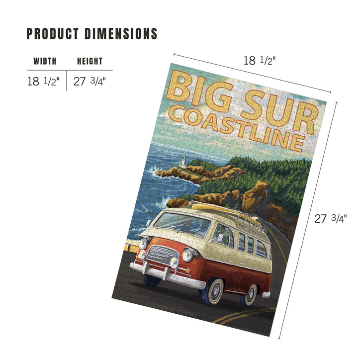 Big Sur, California, Camper Van, Jigsaw Puzzle Puzzle Lantern Press 