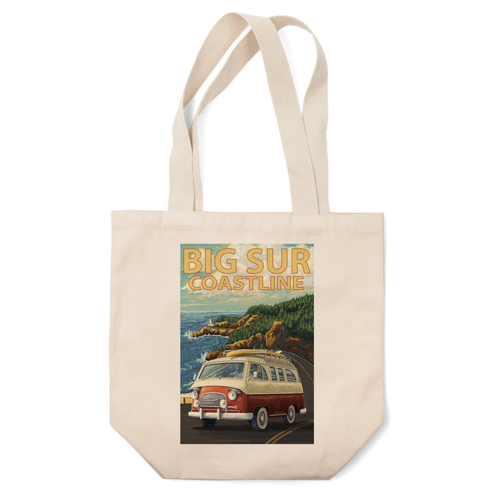 Big Sur, California, Camper Van, Tote Bag Totes Lantern Press 