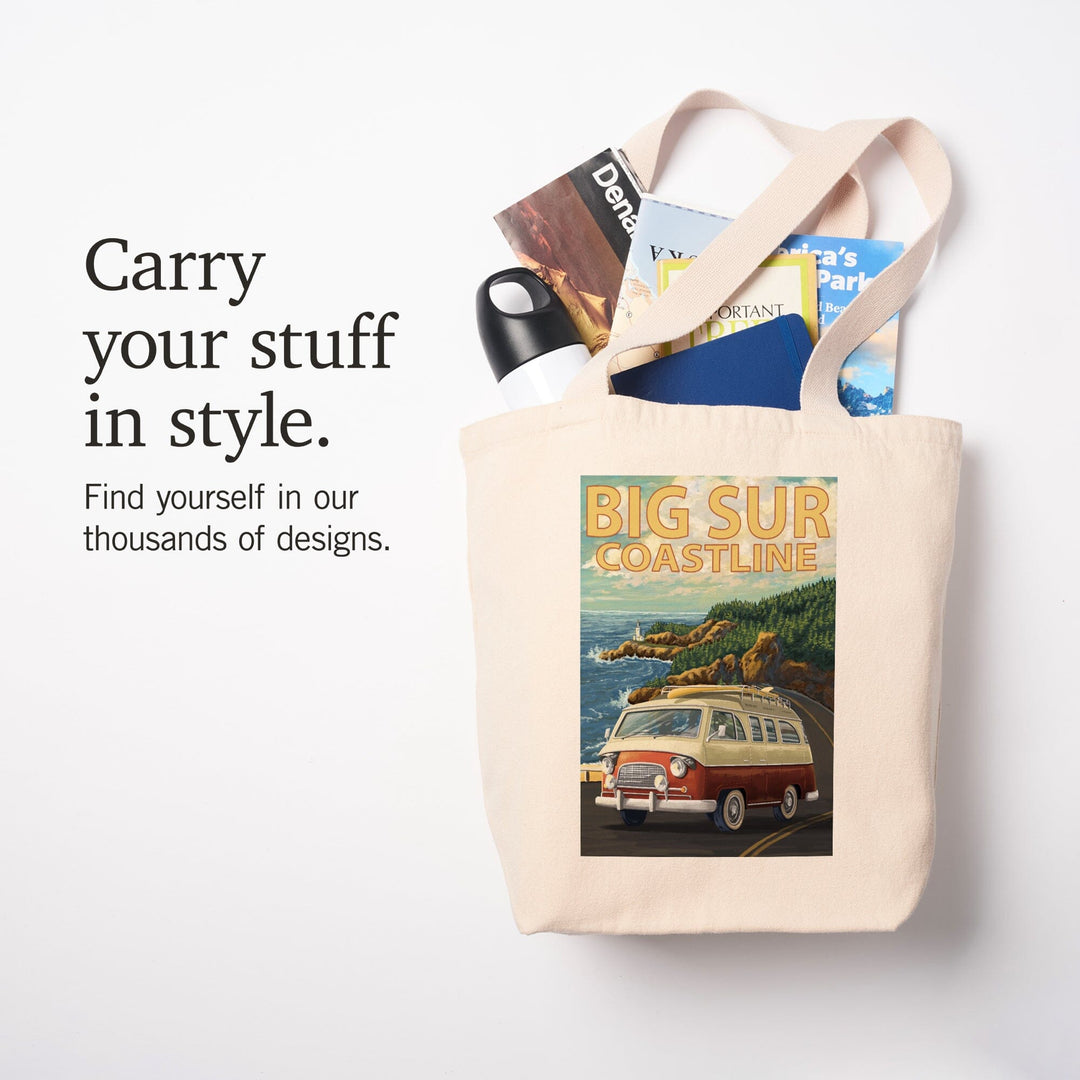 Big Sur, California, Camper Van, Tote Bag Totes Lantern Press 