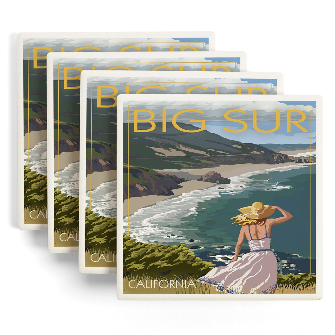 Big Sur, California, Coast Scene, Coasters Coasters Lantern Press 