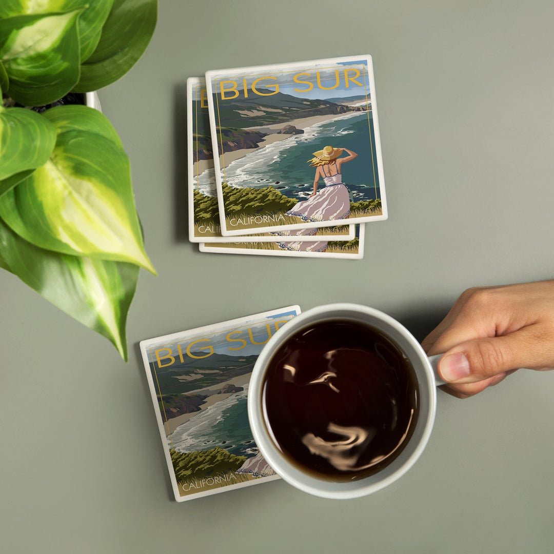 Big Sur, California, Coast Scene, Lantern Press Artwork, Coaster Set - Lantern Press