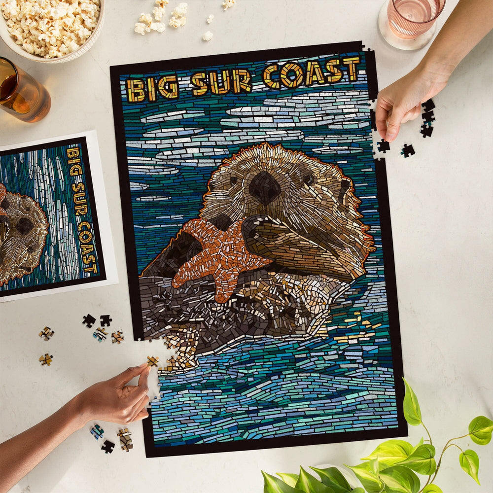Big Sur, California, Coast, Sea Otter, Mosaic, Jigsaw Puzzle Puzzle Lantern Press 