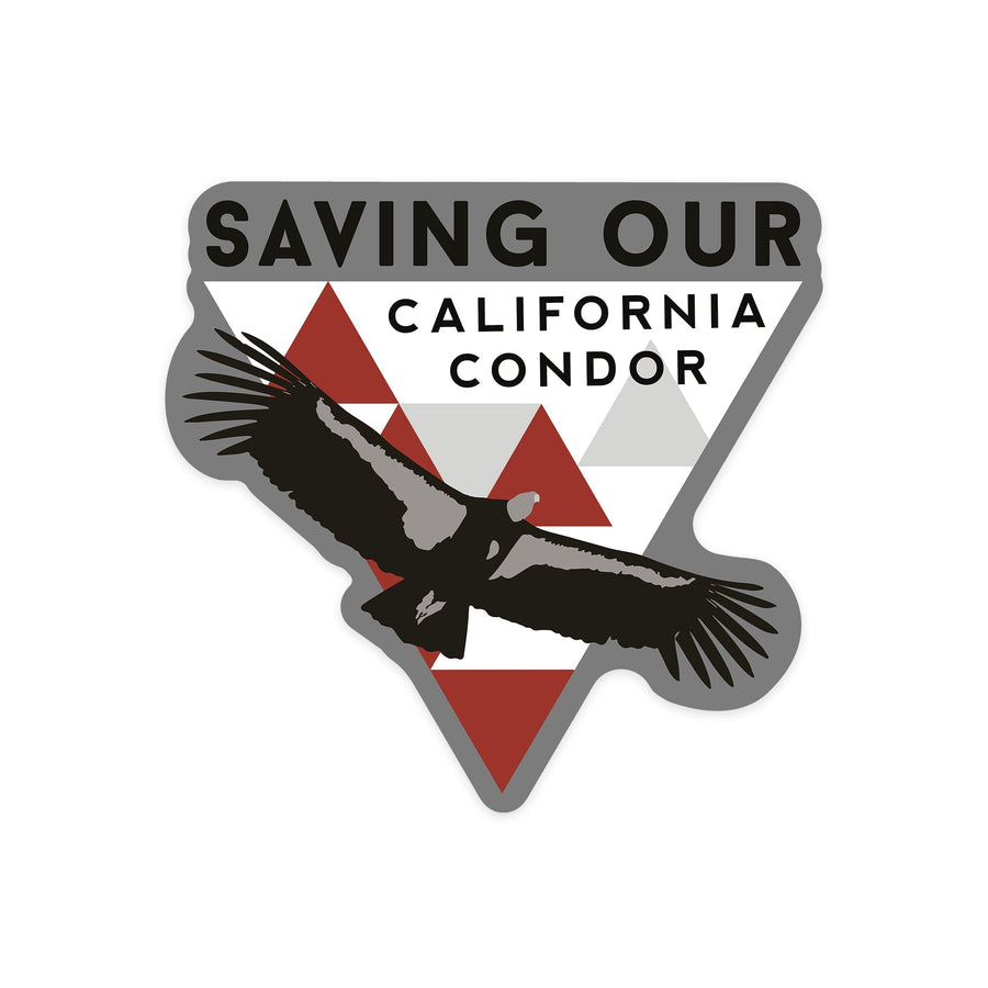 Big Sur, California, Condor & Triangles, Contour, Lantern Press Artwork, Vinyl Sticker Sticker Lantern Press 