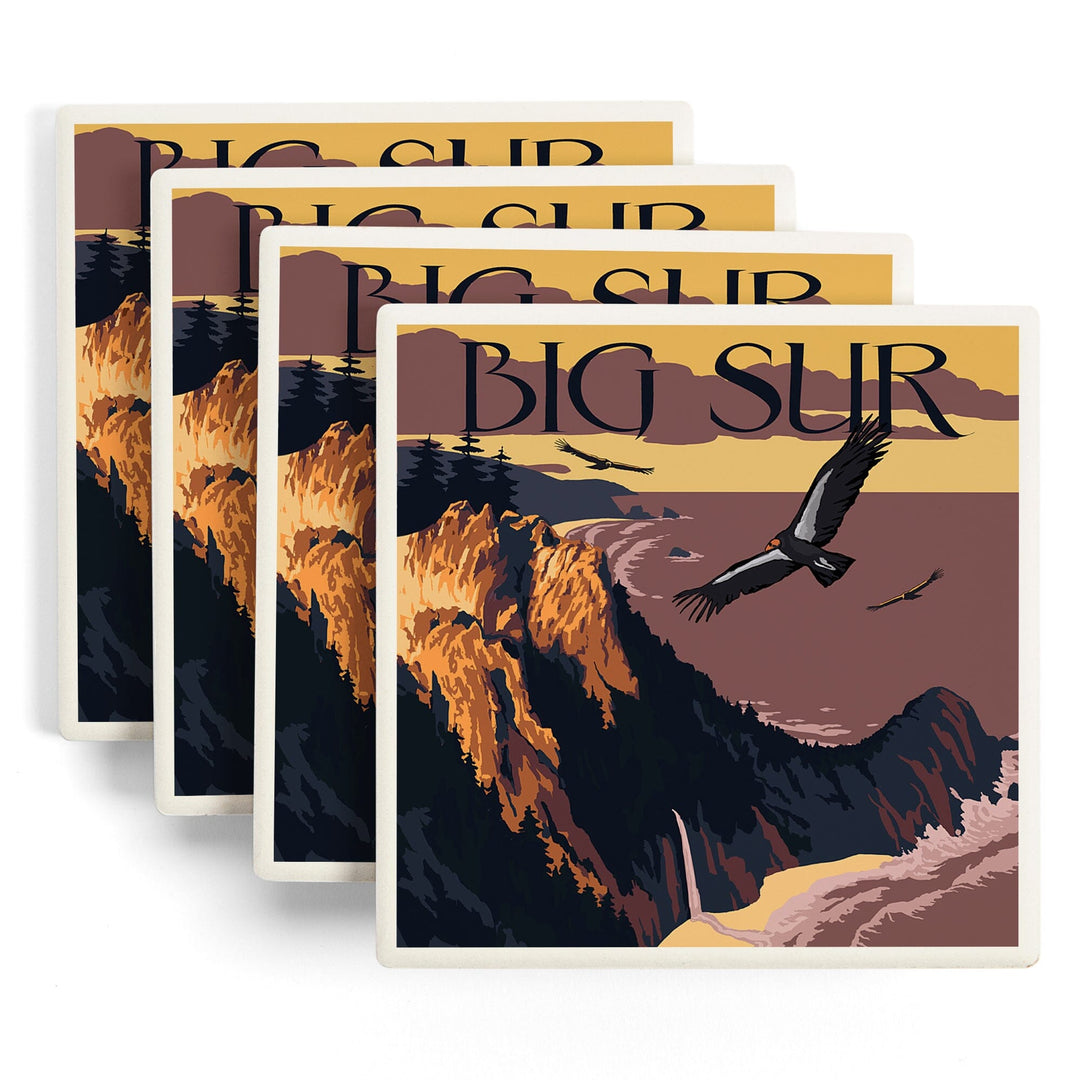 Big Sur, California, Condors, Coasters Coasters Lantern Press 