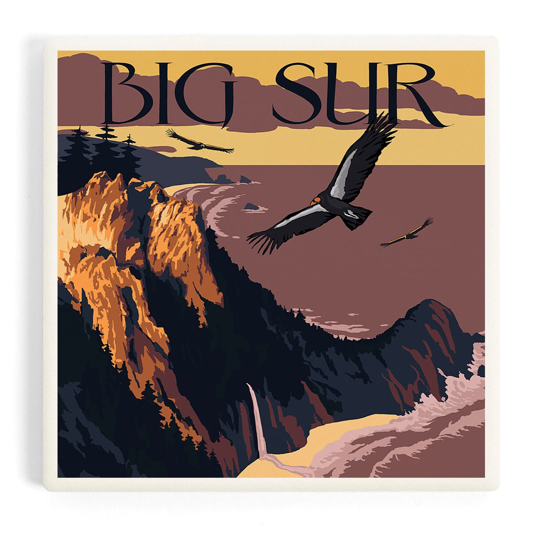 Big Sur, California, Condors, Coasters Coasters Lantern Press 