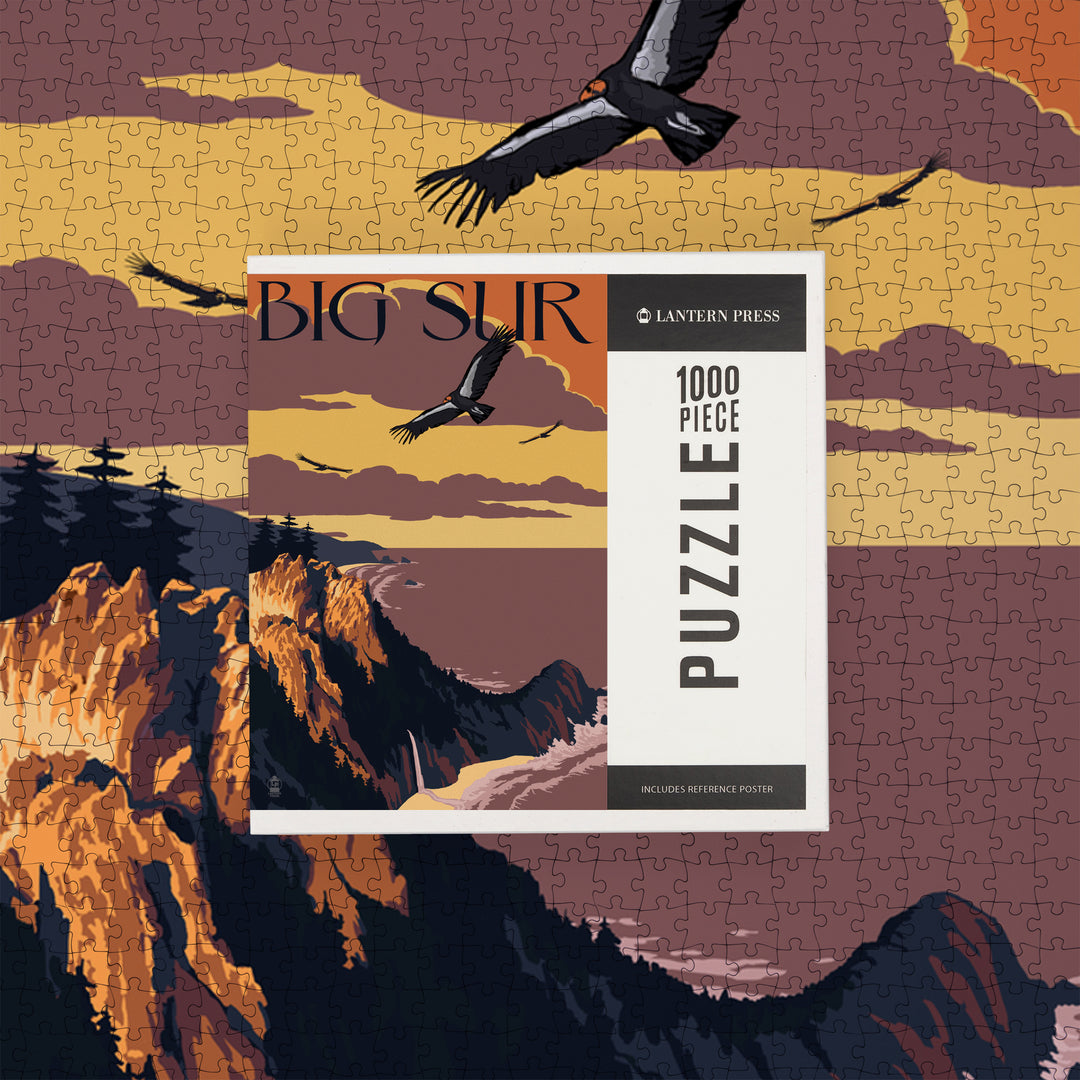 Big Sur, California, Condors, Jigsaw Puzzle Puzzle Lantern Press 
