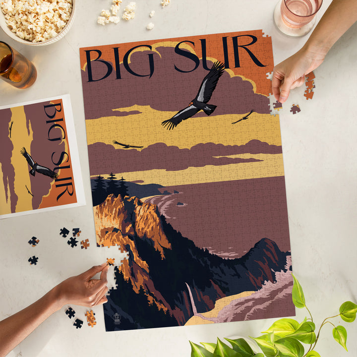 Big Sur, California, Condors, Jigsaw Puzzle Puzzle Lantern Press 