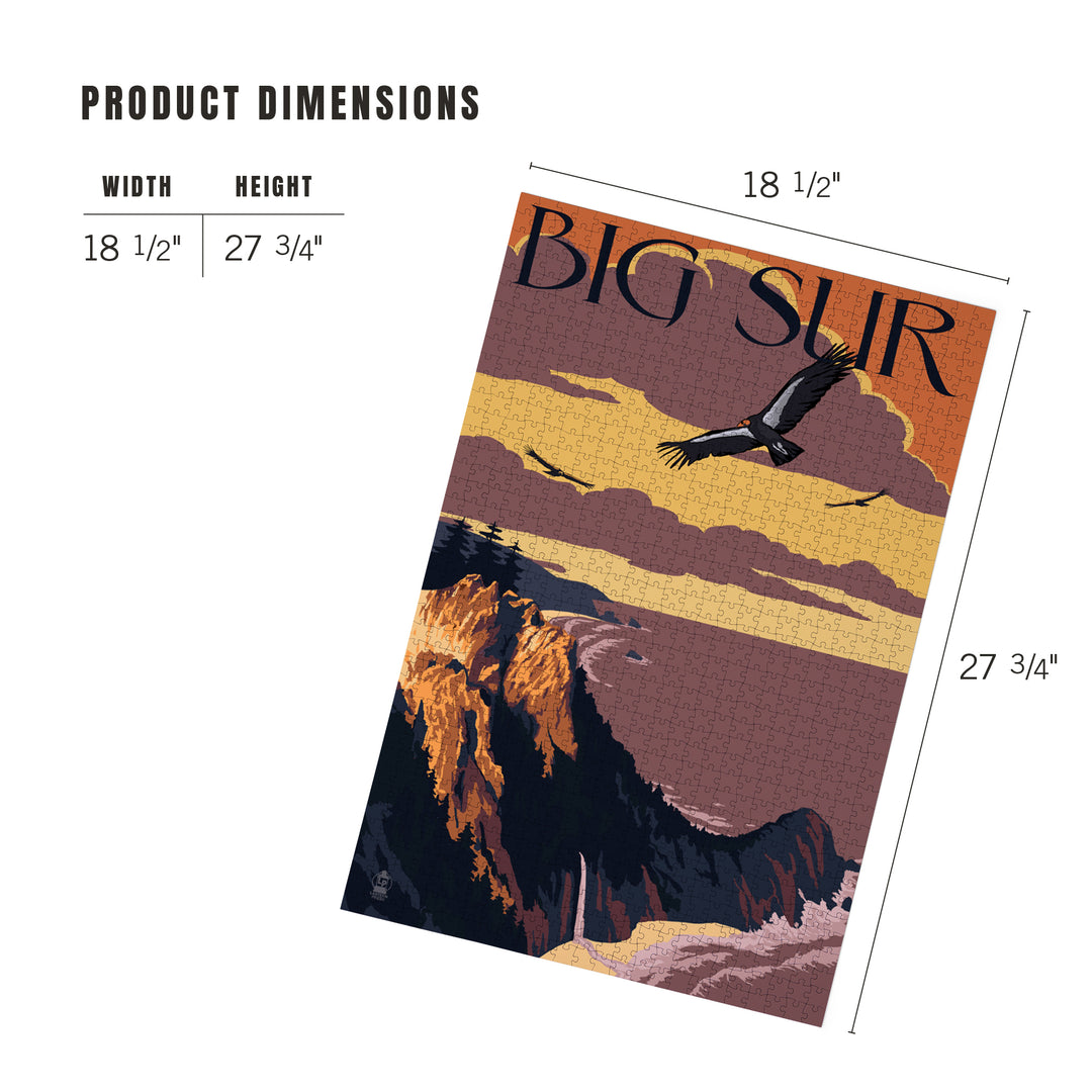 Big Sur, California, Condors, Jigsaw Puzzle Puzzle Lantern Press 