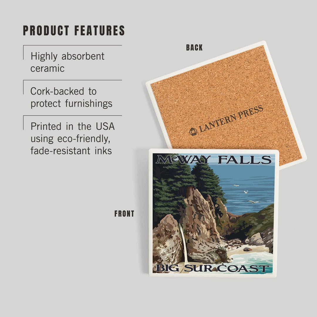 Big Sur, California, McWay Falls, Coasters Coasters Lantern Press 