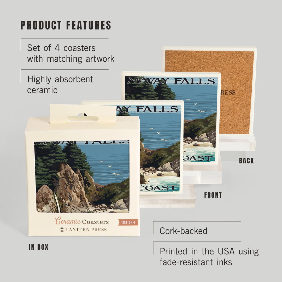 Big Sur, California, McWay Falls, Coasters Coasters Lantern Press 