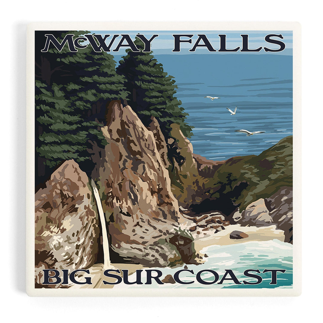 Big Sur, California, McWay Falls, Coasters Coasters Lantern Press Coaster 