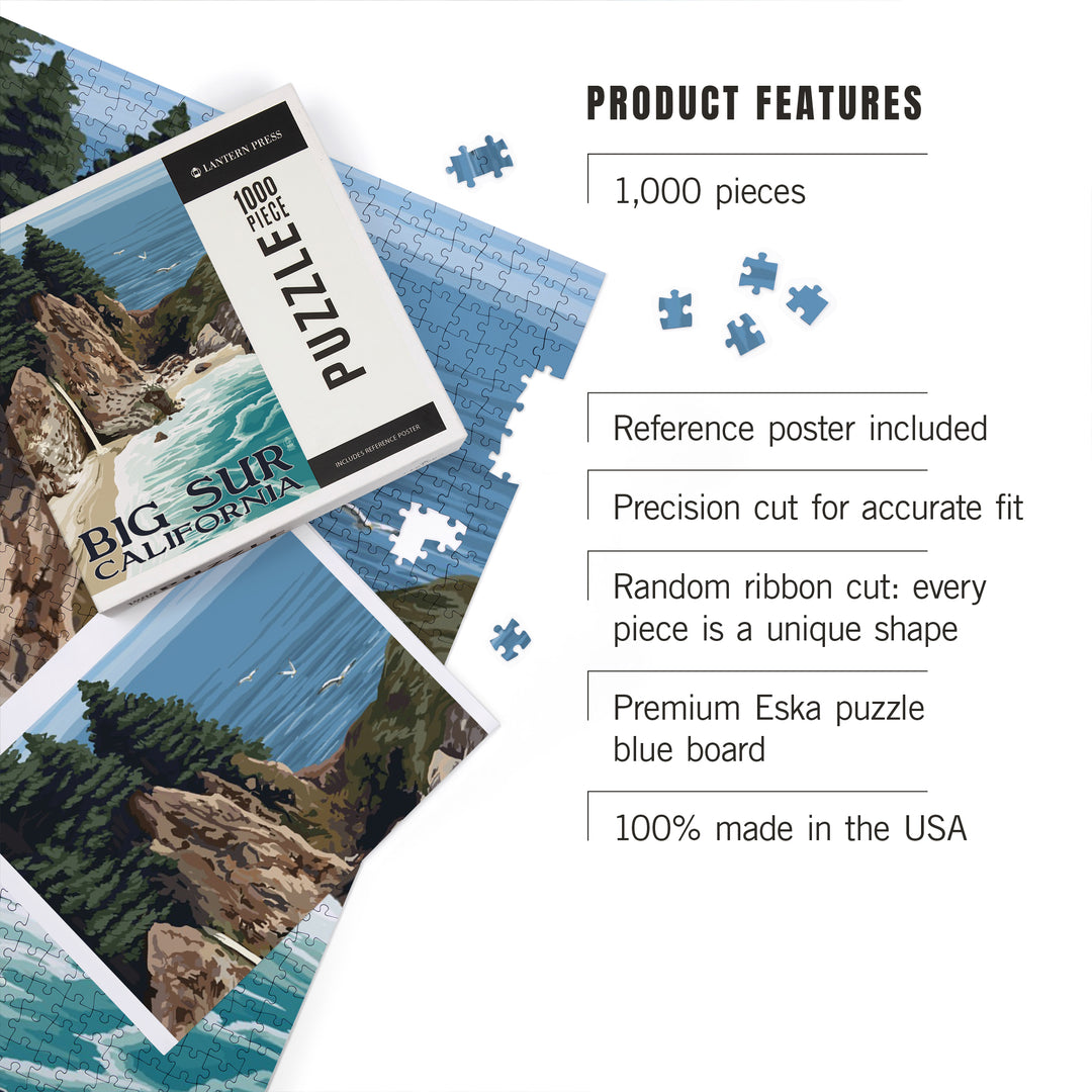 Big Sur, California, McWay Falls, Jigsaw Puzzle Puzzle Lantern Press 