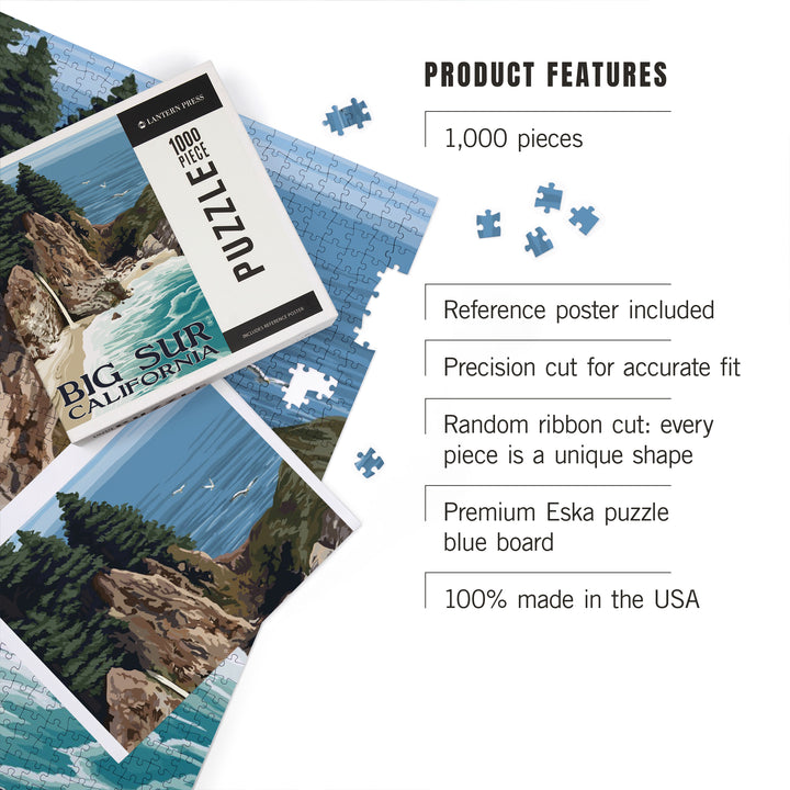 Big Sur, California, McWay Falls, Jigsaw Puzzle Puzzle Lantern Press 