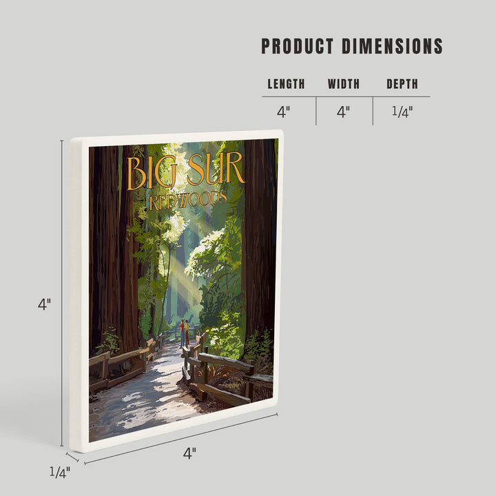 Big Sur, California, Pathway and Hikers, Coasters Coasters Lantern Press 