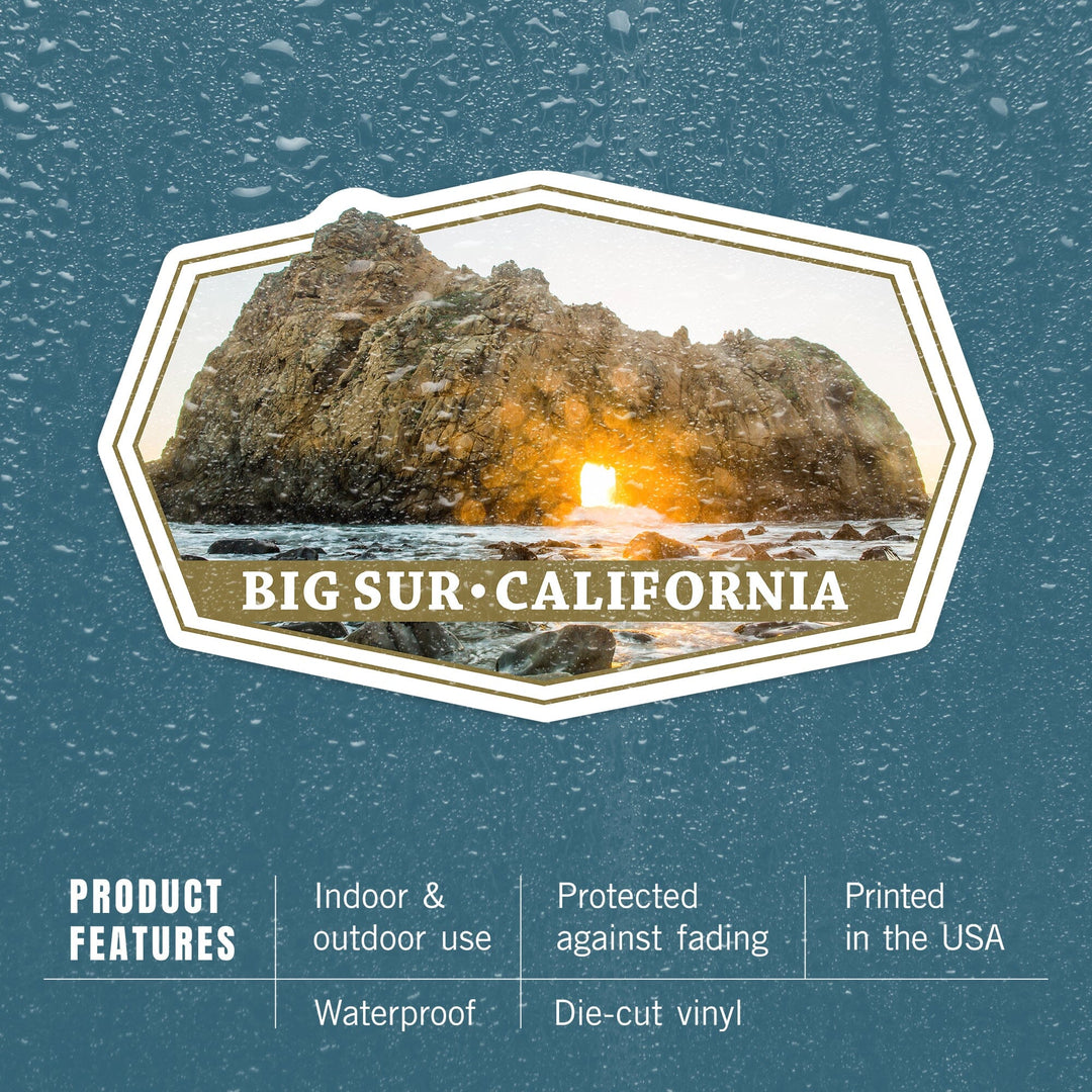 Big Sur, California, Pfieffer Beach Rock Formation, Contour, Vinyl Sticker Sticker Lantern Press 