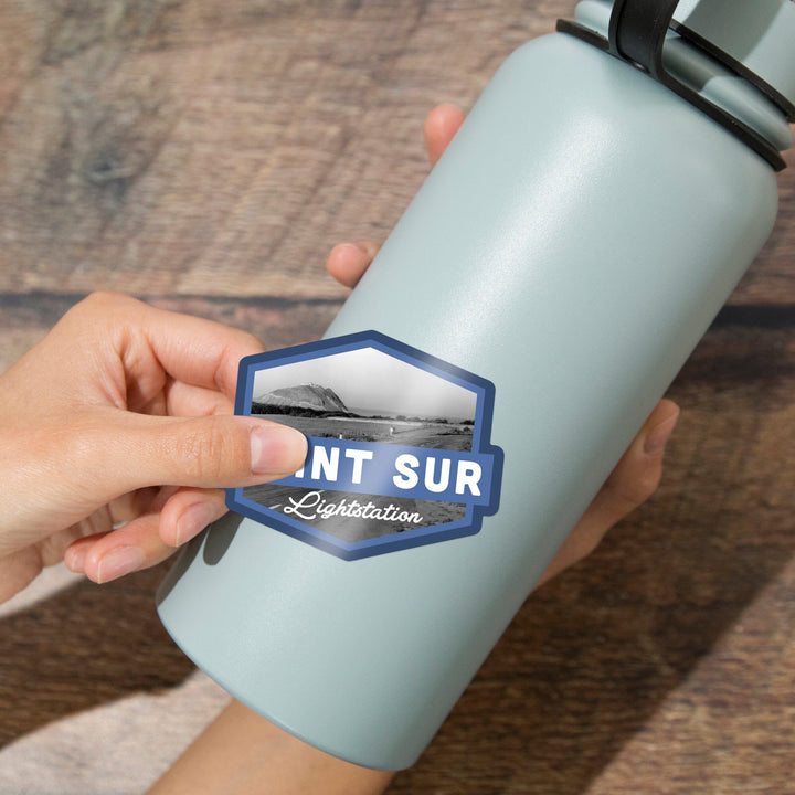 Big Sur, California, Point Sur Light Station, Contour, Vintage Photography, Vinyl Sticker - Lantern Press