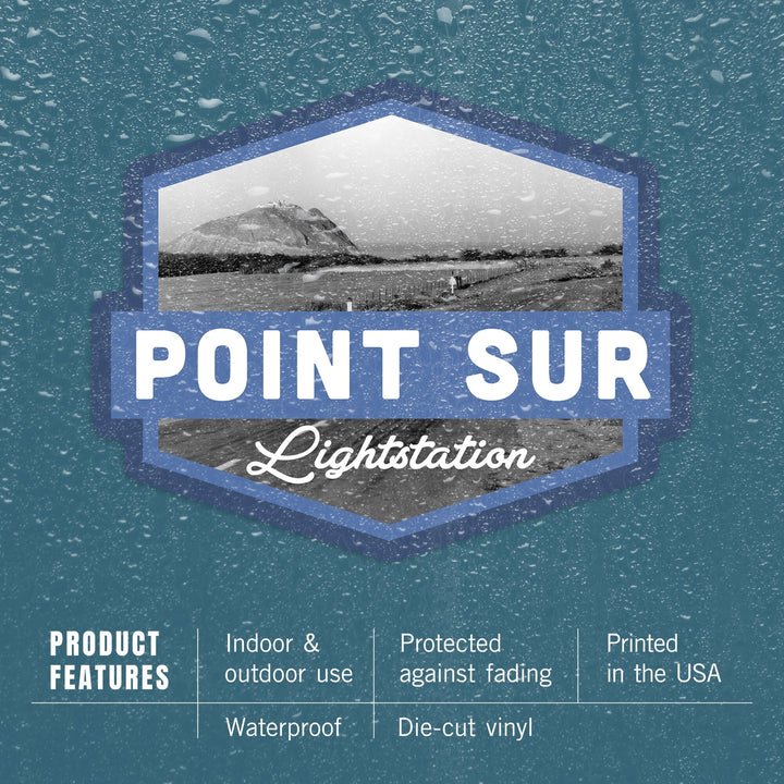 Big Sur, California, Point Sur Light Station, Contour, Vintage Photography, Vinyl Sticker - Lantern Press