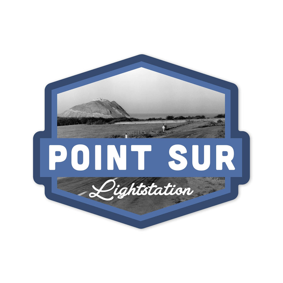 Big Sur, California, Point Sur Light Station, Contour, Vintage Photography, Vinyl Sticker - Lantern Press
